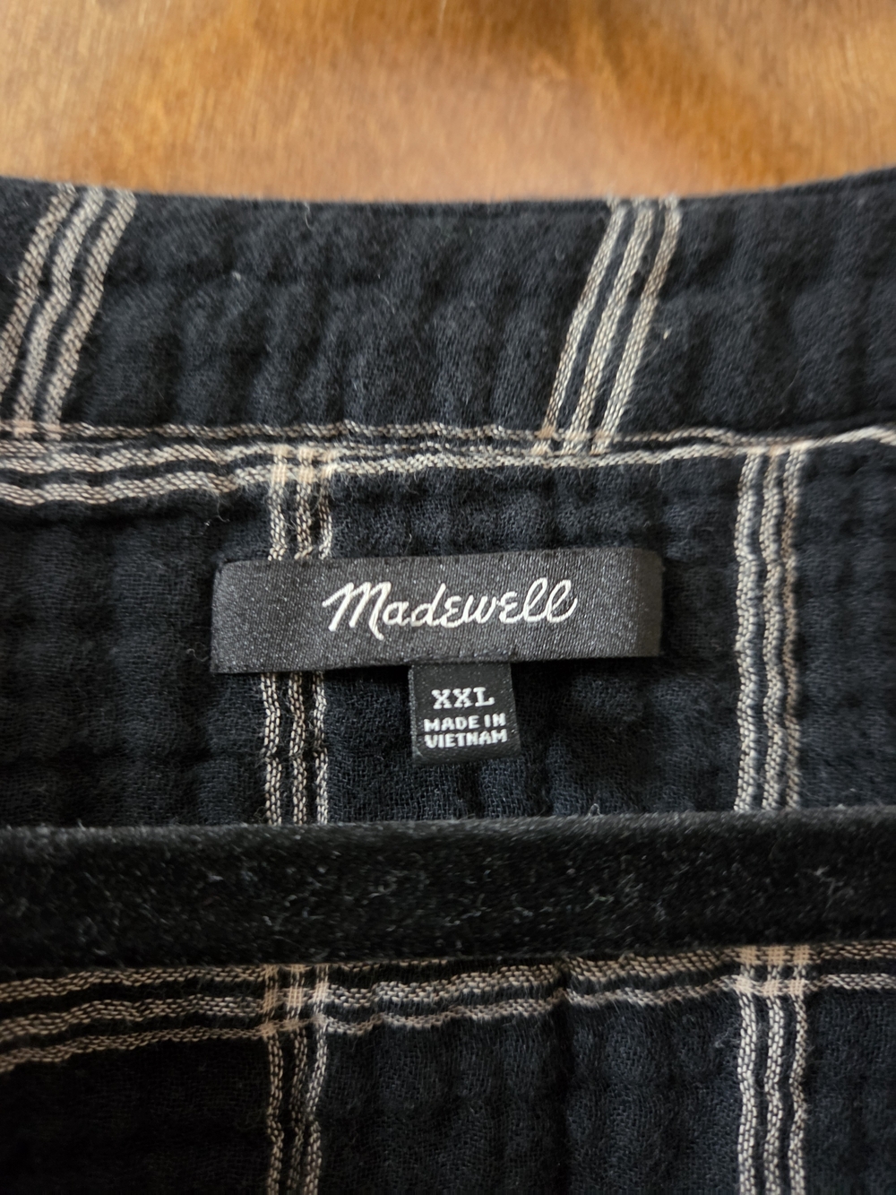 Madewell Black Plaid Button-Front Cotton Top - Picture 2 of 3